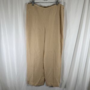 Dana Buchman Silk Blend Pants Women's 14 Gold Side Zip Wide Leg Lined